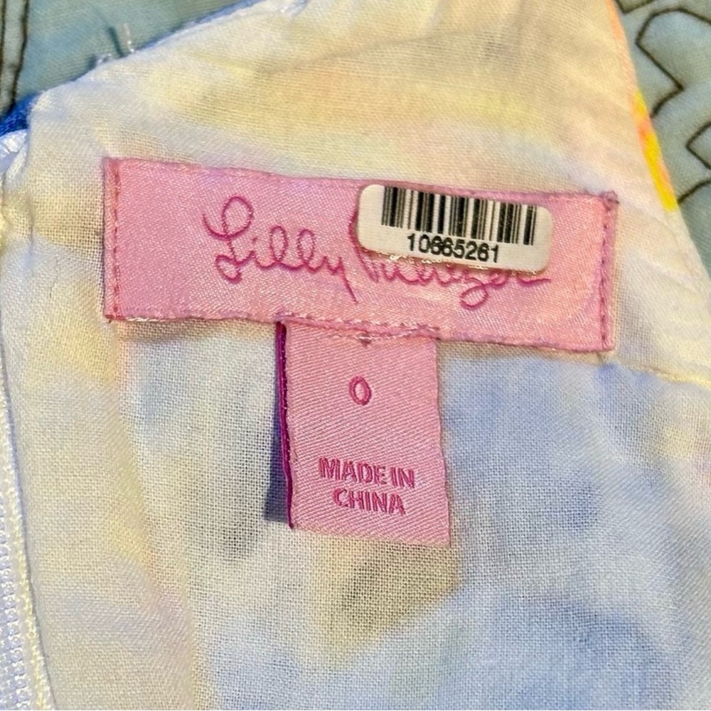 LILLY PULITZER So Snappy Pearl Shift Dress Lilac Verbena Crochet Bodice Sz 0💛 - Picture 7 of 9
